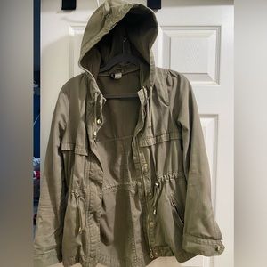 H&M army green cinch waist jacket